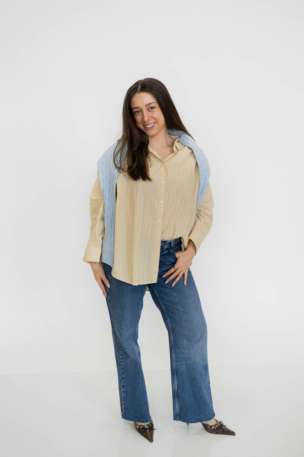 Coco Classic Button Up- Butter Stripe