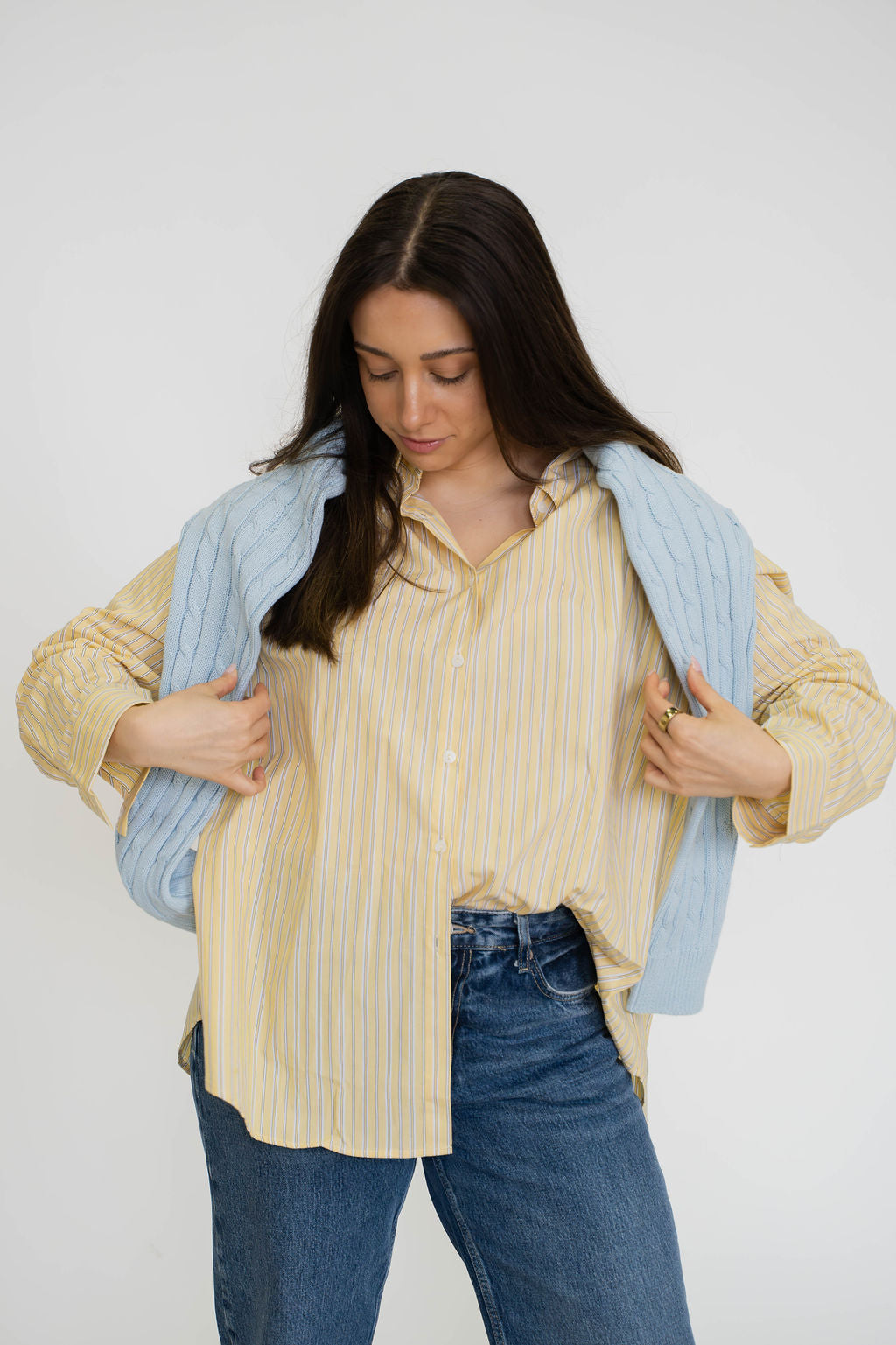 Coco Classic Button Up- Butter Stripe