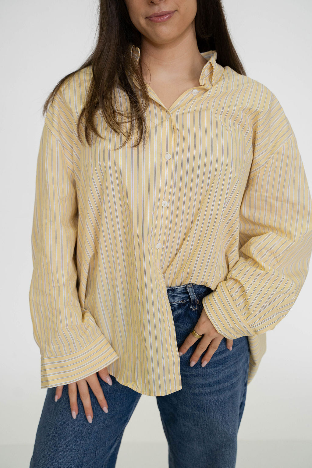 Coco Classic Button Up- Butter Stripe