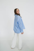 Coco Classic Button Up- Sky Stripe