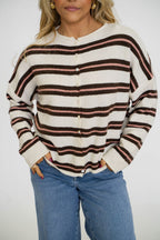 Coastal Stripe Cardigan- Cocoa Stripe