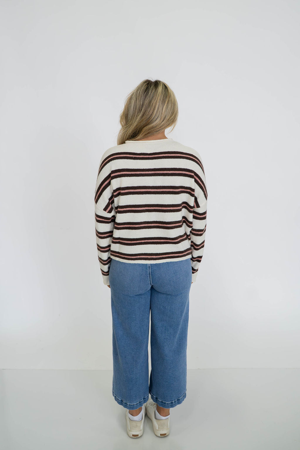 Coastal Stripe Cardigan- Cocoa Stripe