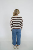 Coastal Stripe Cardigan- Cocoa Stripe