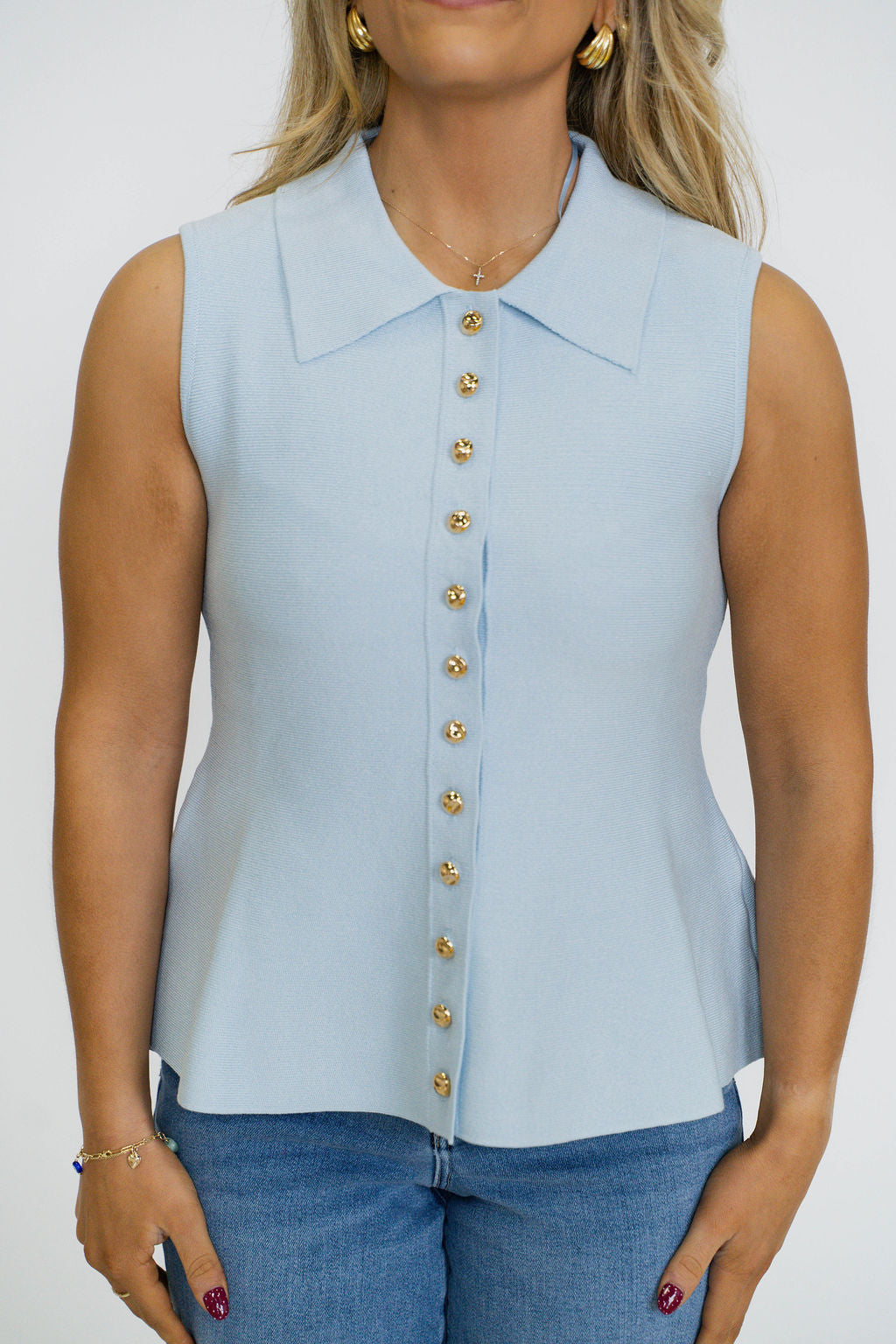 Harbor Gold Button Knit Top