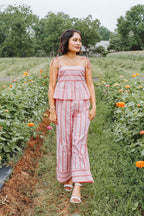Mallory Pink Stripe Elastic Waist Pants