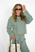 Green Kickoff Stripe Top