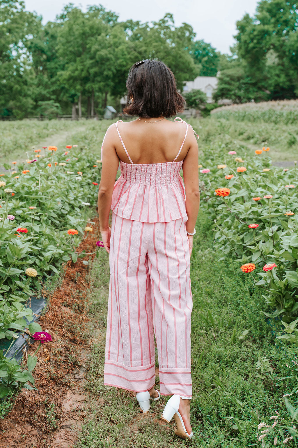 Mallory Pink Stripe Elastic Waist Pants