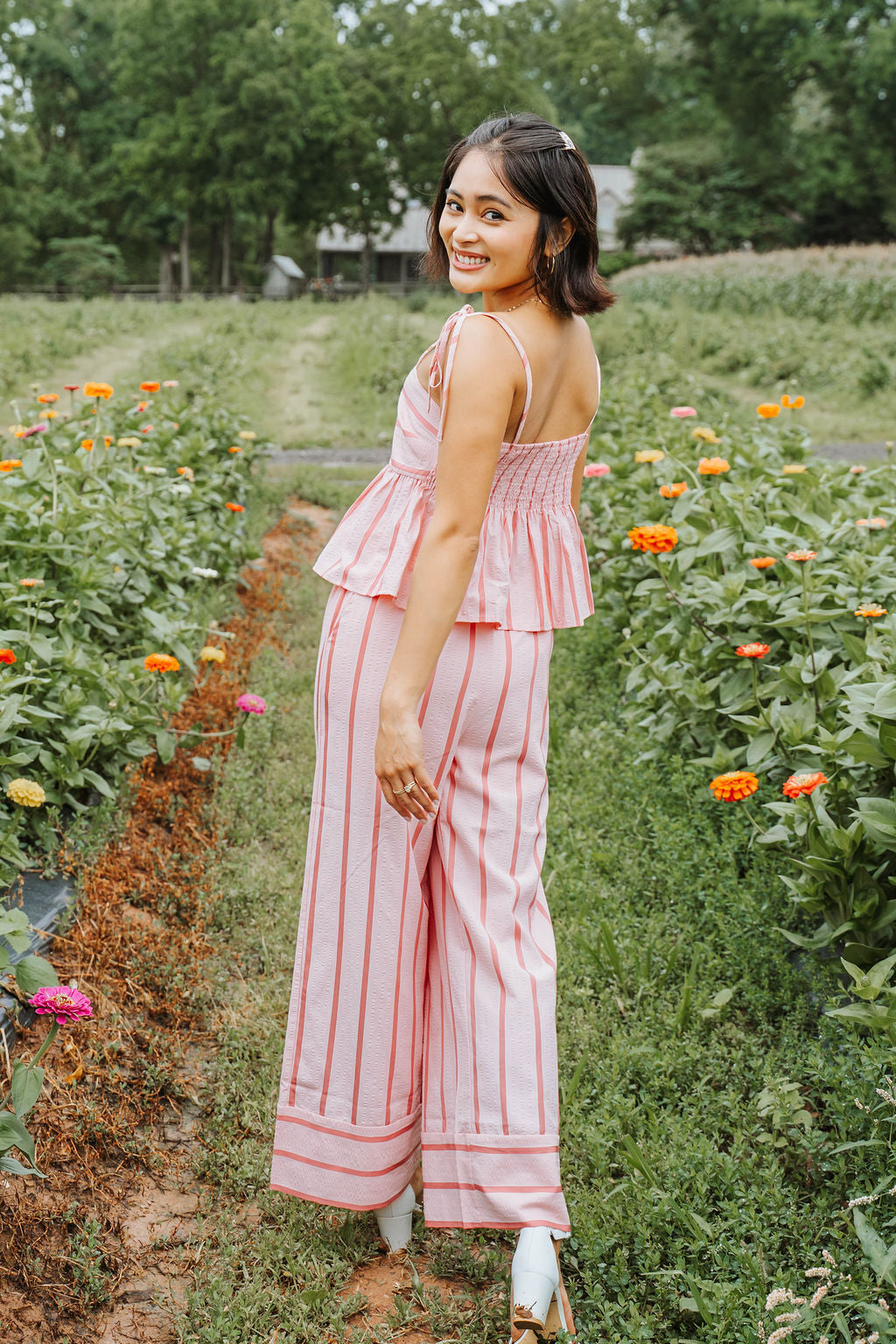 Mallory Pink Stripe Elastic Waist Pants