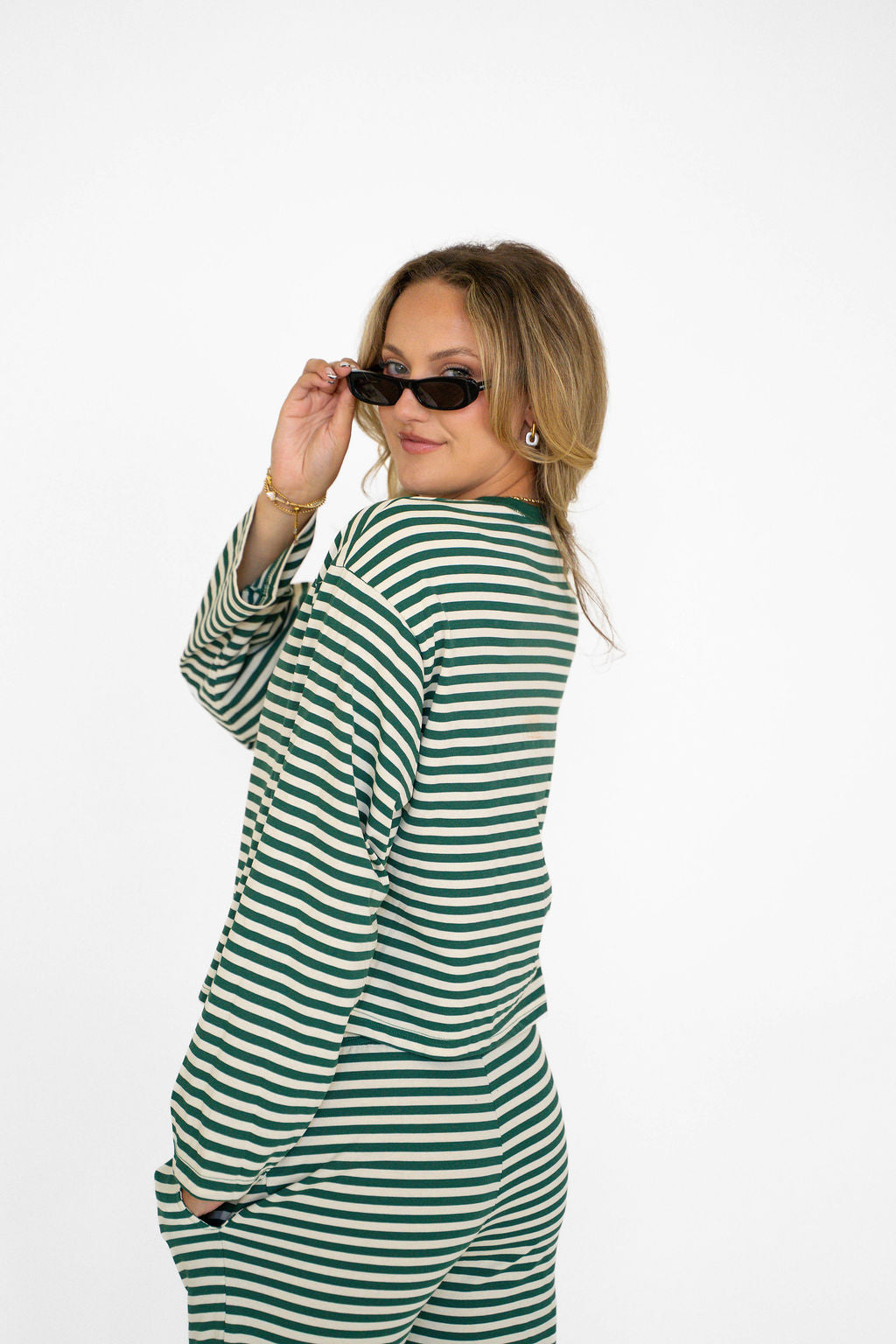 Green Kickoff Stripe Top
