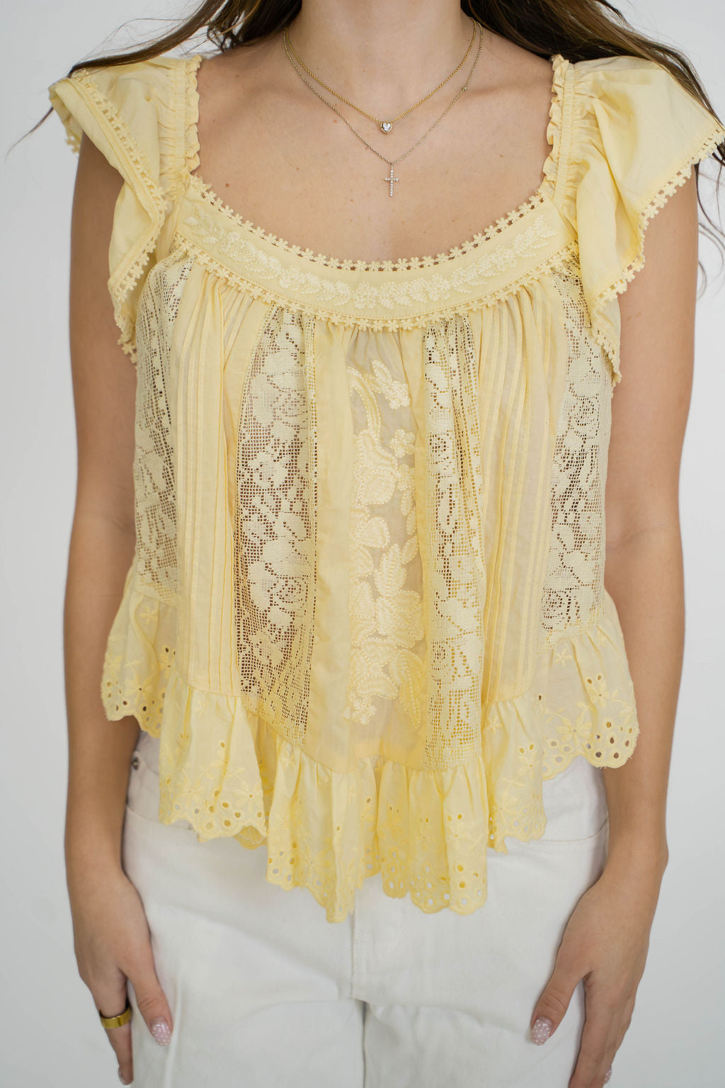 Sunshine Lace Flutter Top