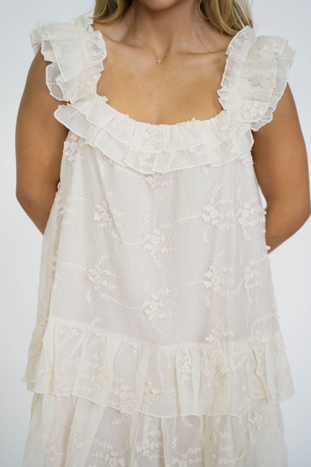 Seaside Lace Ruffle Dress