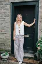 Cream Knit Tie-Front Sleeveless Vest Top