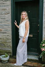 Cream Knit Tie-Front Sleeveless Vest Top