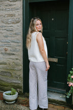 Cream Knit Tie-Front Sleeveless Vest Top