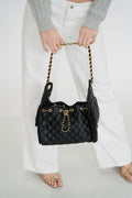 Newport Quilted Shoulder Bag- Black