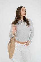 Shoreline Crochet Hobo Shoulder Bag- Sand