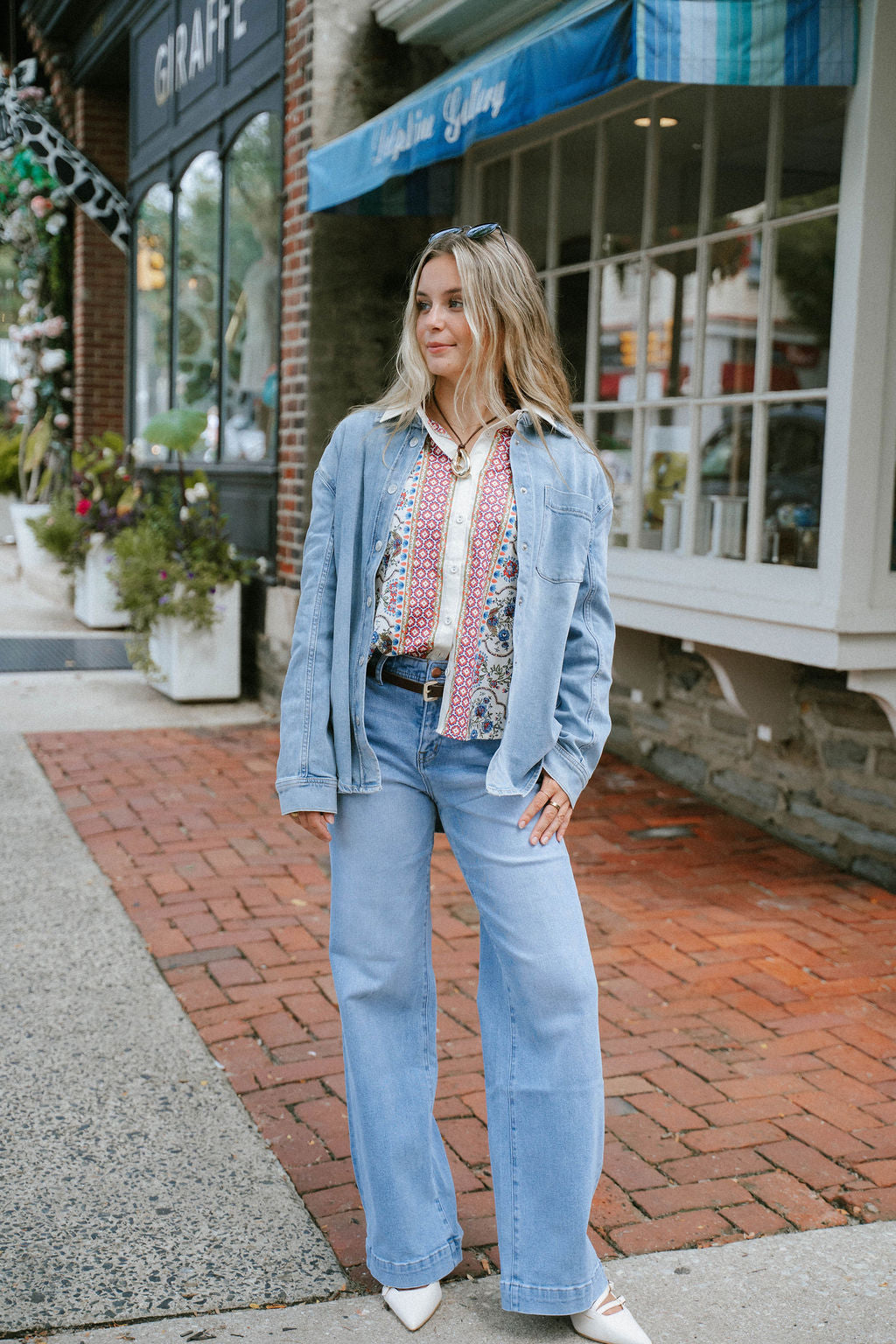 Boho Floral Print Button-Down Blouse