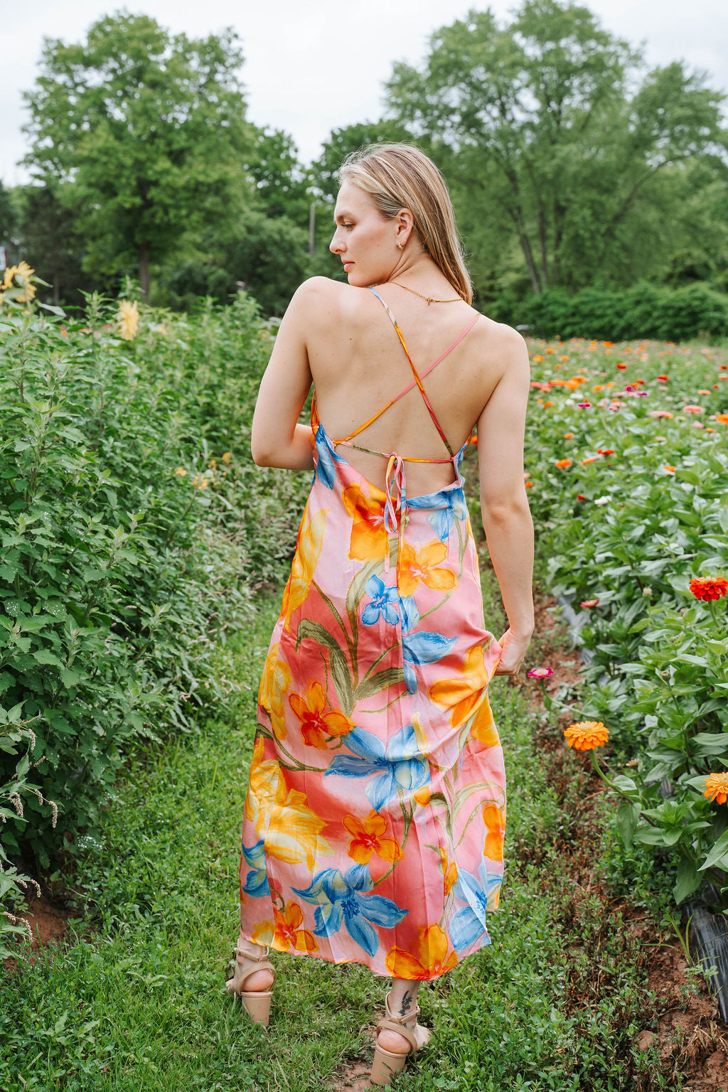 Sunset Bloom Midi Dress