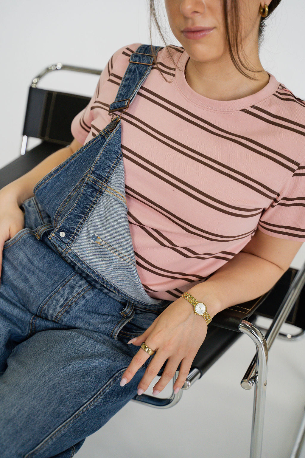 Drift Stripe Tee- Pink/Brown