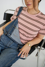 Drift Stripe Tee- Pink/Brown