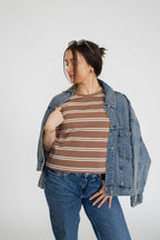 Drift Stripe Tee- Brown/ Cream