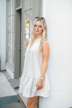 Stone Faux Leather Braided Sleeveless Mini Dress
