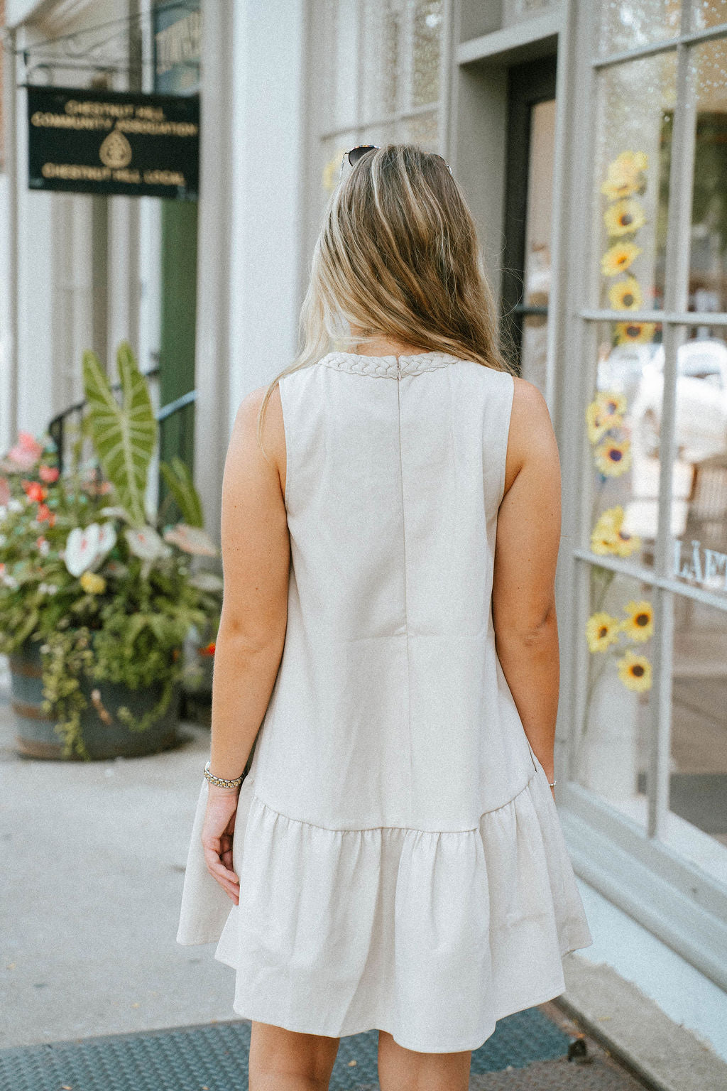 Stone Faux Leather Braided Sleeveless Mini Dress