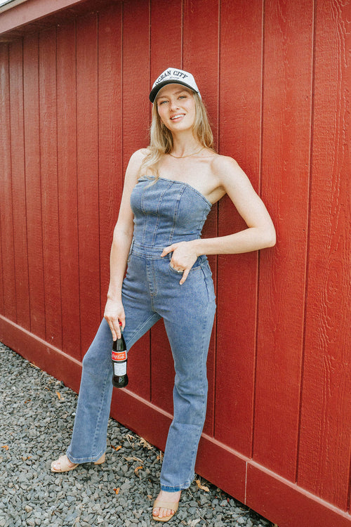 Amaya Strapless Denim Jumpsuit