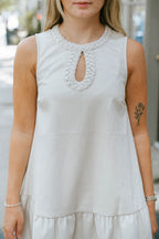 Stone Faux Leather Braided Sleeveless Mini Dress