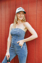 Amaya Strapless Denim Jumpsuit