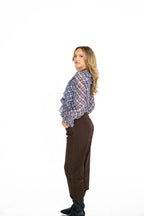 Blue Plaid Ruffle Top