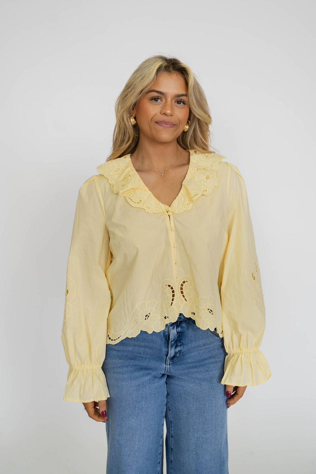 Buttercream Eyelet Cotton Blouse