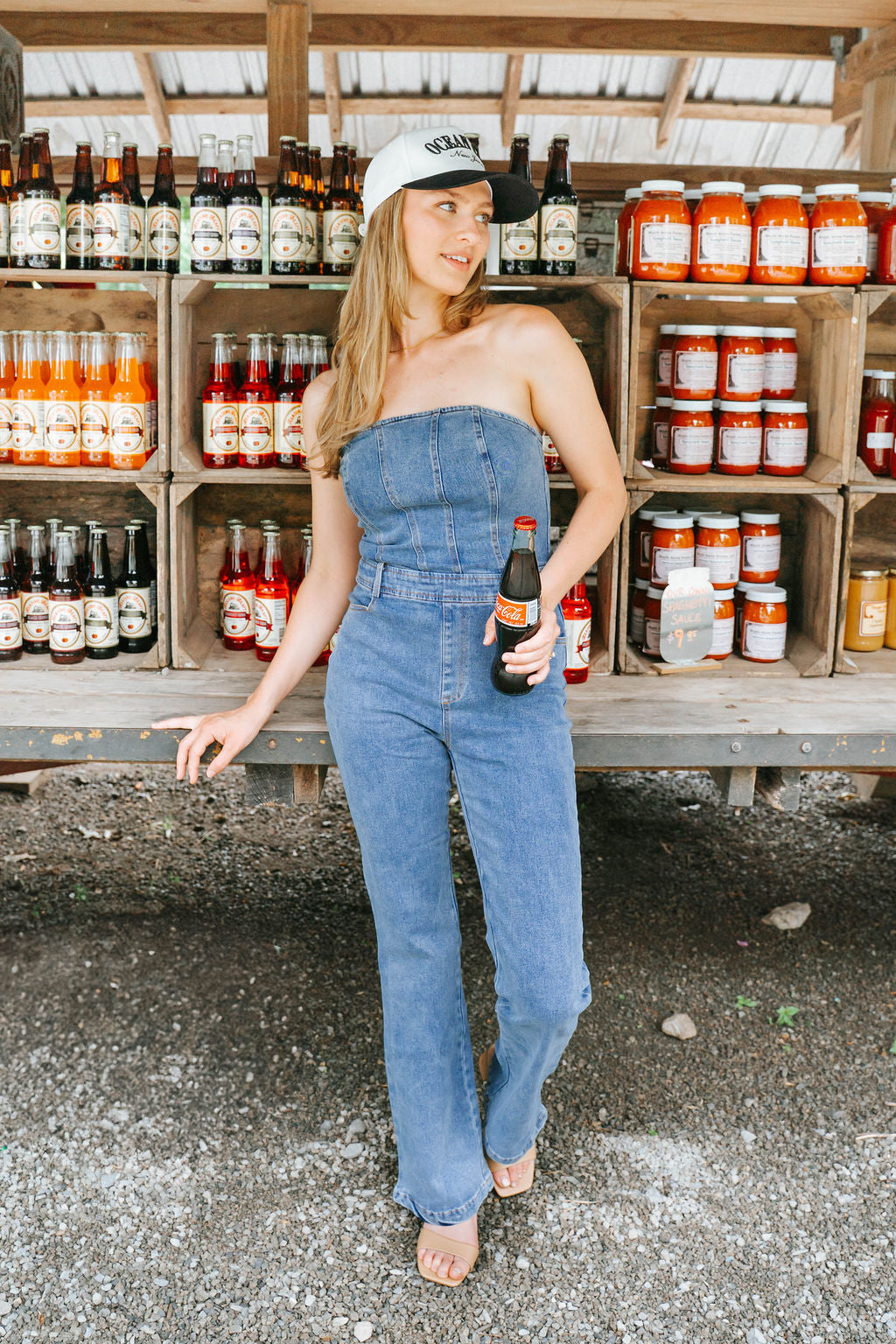Amaya Strapless Denim Jumpsuit