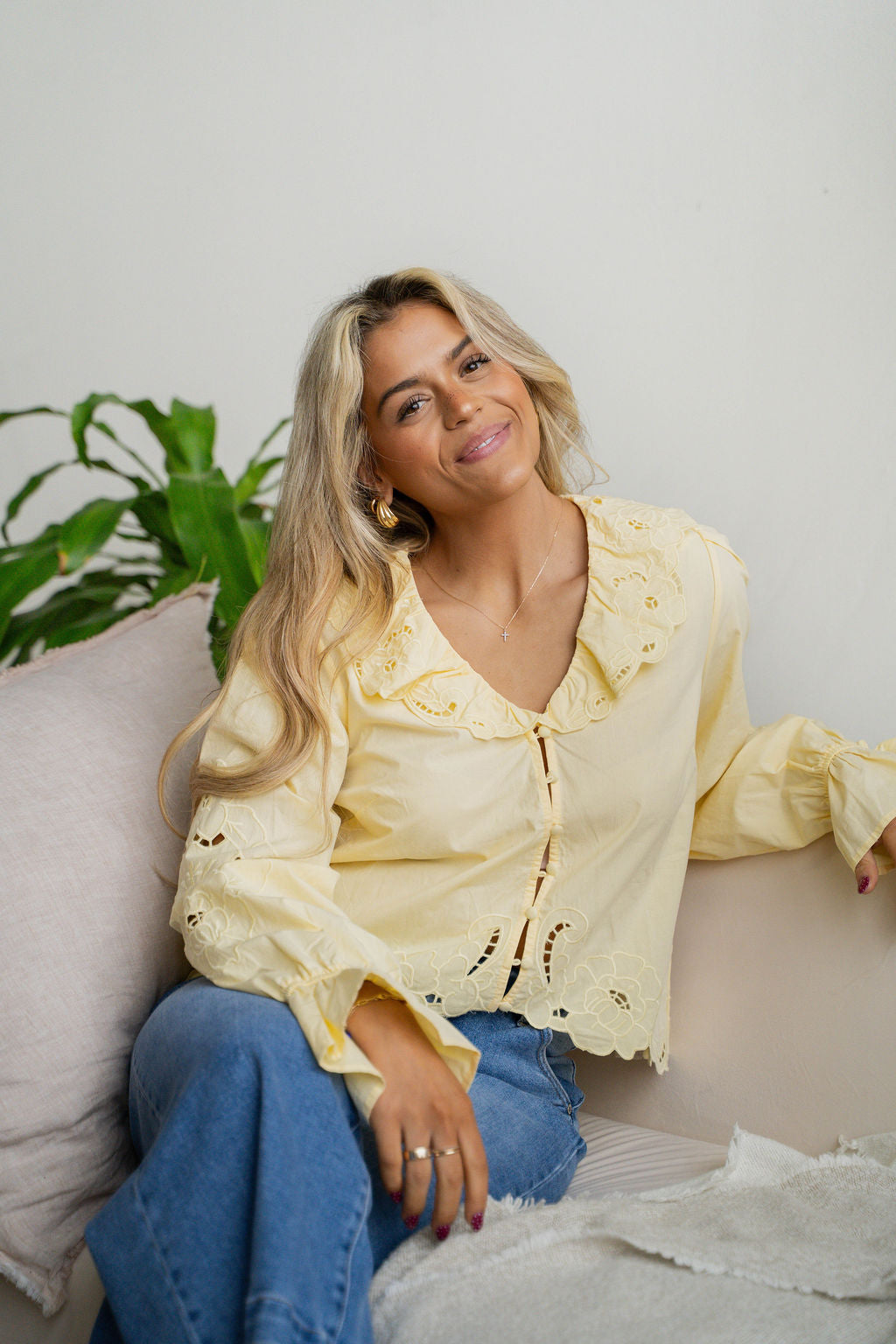 Buttercream Eyelet Cotton Blouse