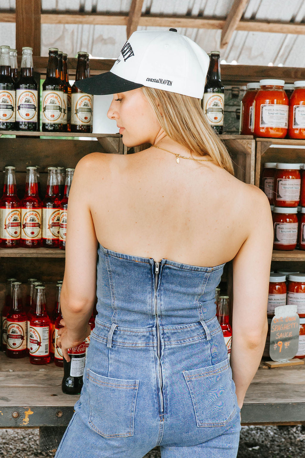 Amaya Strapless Denim Jumpsuit