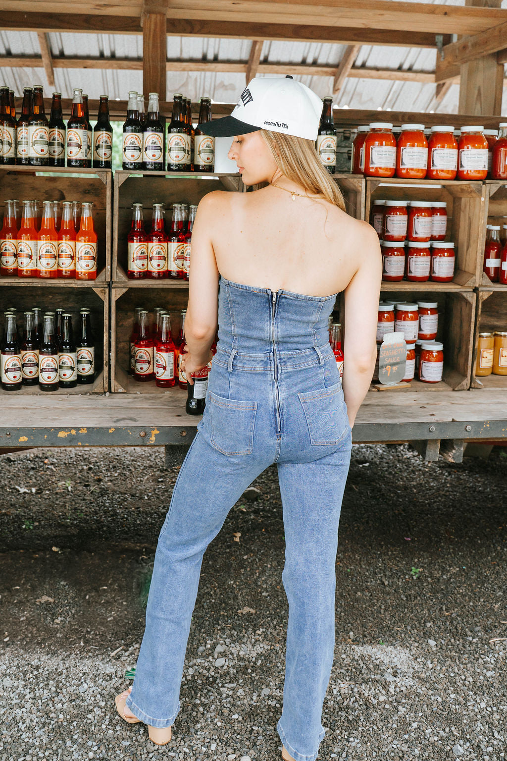 Amaya Strapless Denim Jumpsuit