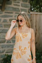 Beige Floral Embroidered Maxi Dress