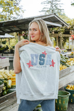 USA Patchwork Oversized Crewneck Top