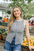 Plaid Crochet Trim Gingham Vest