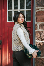 Cozy Love Sherpa Zip Vest – Ivory & Navy