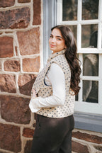 Cozy Love Sherpa Zip Vest – Ivory & Navy