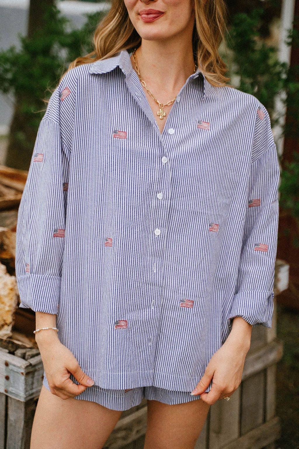 Nantucket Americana Button Top