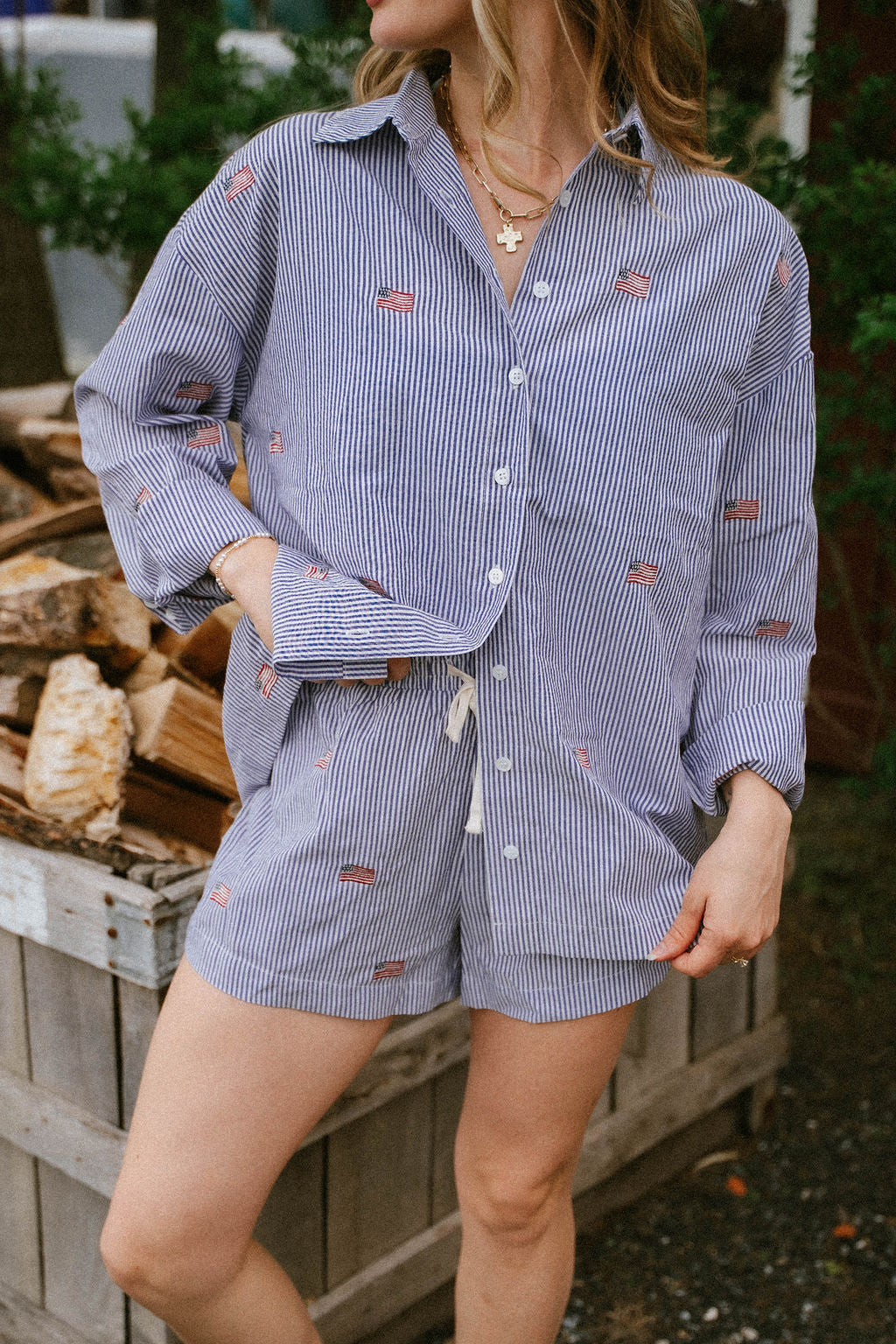 Nantucket Americana Button Top