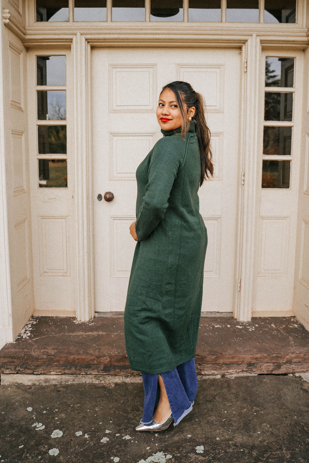 Evergreen Pine Knit Duster Sweater
