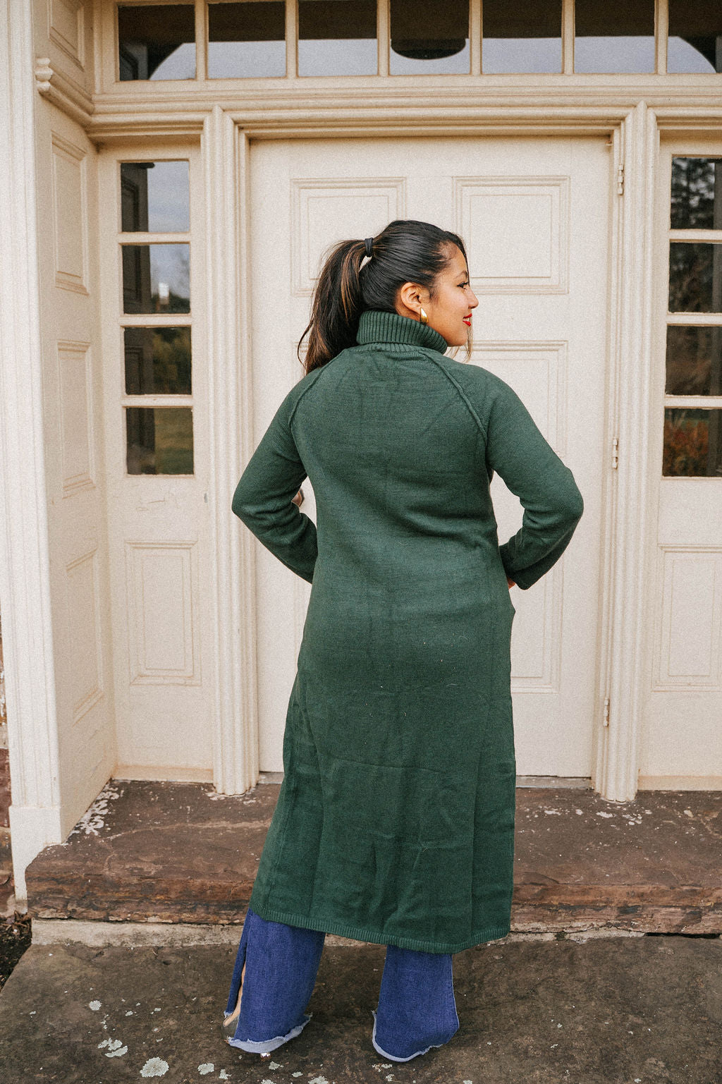 Evergreen Pine Knit Duster Sweater