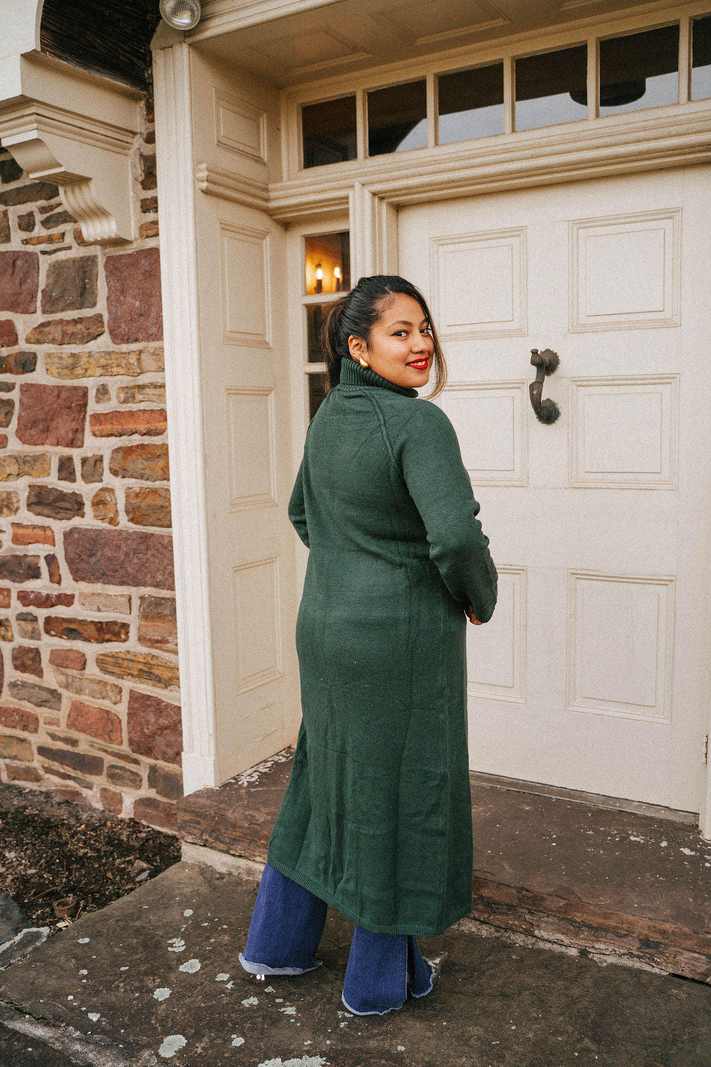 Evergreen Pine Knit Duster Sweater