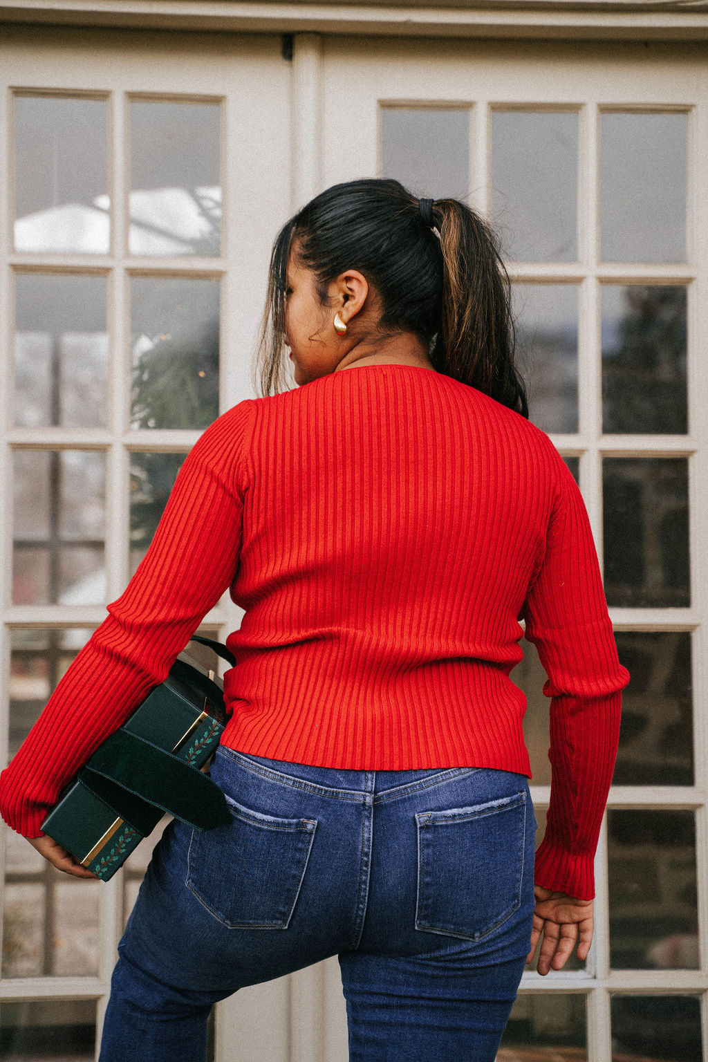 Alice Bow Cutout Top-Red