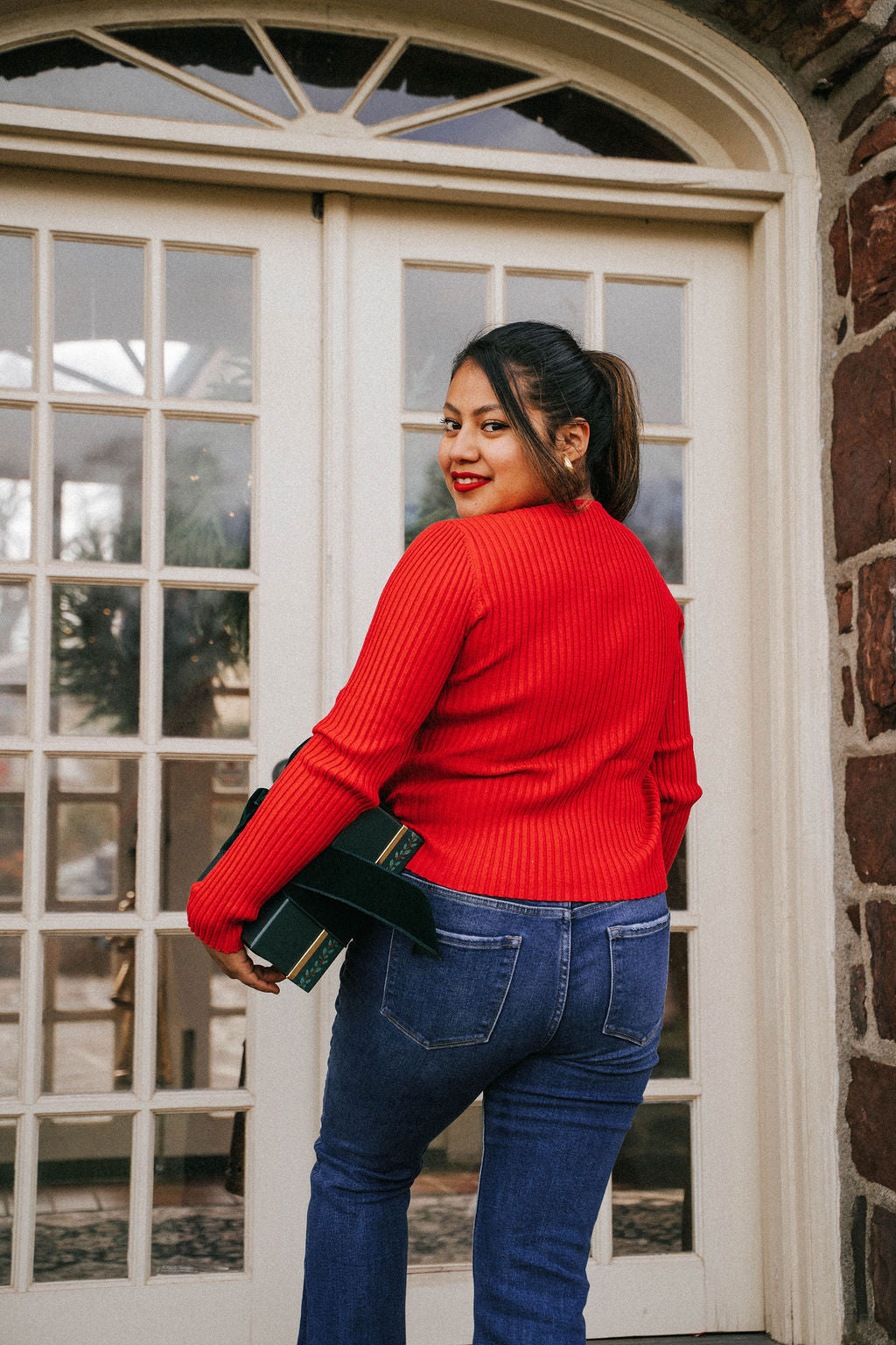 Alice Bow Cutout Top-Red