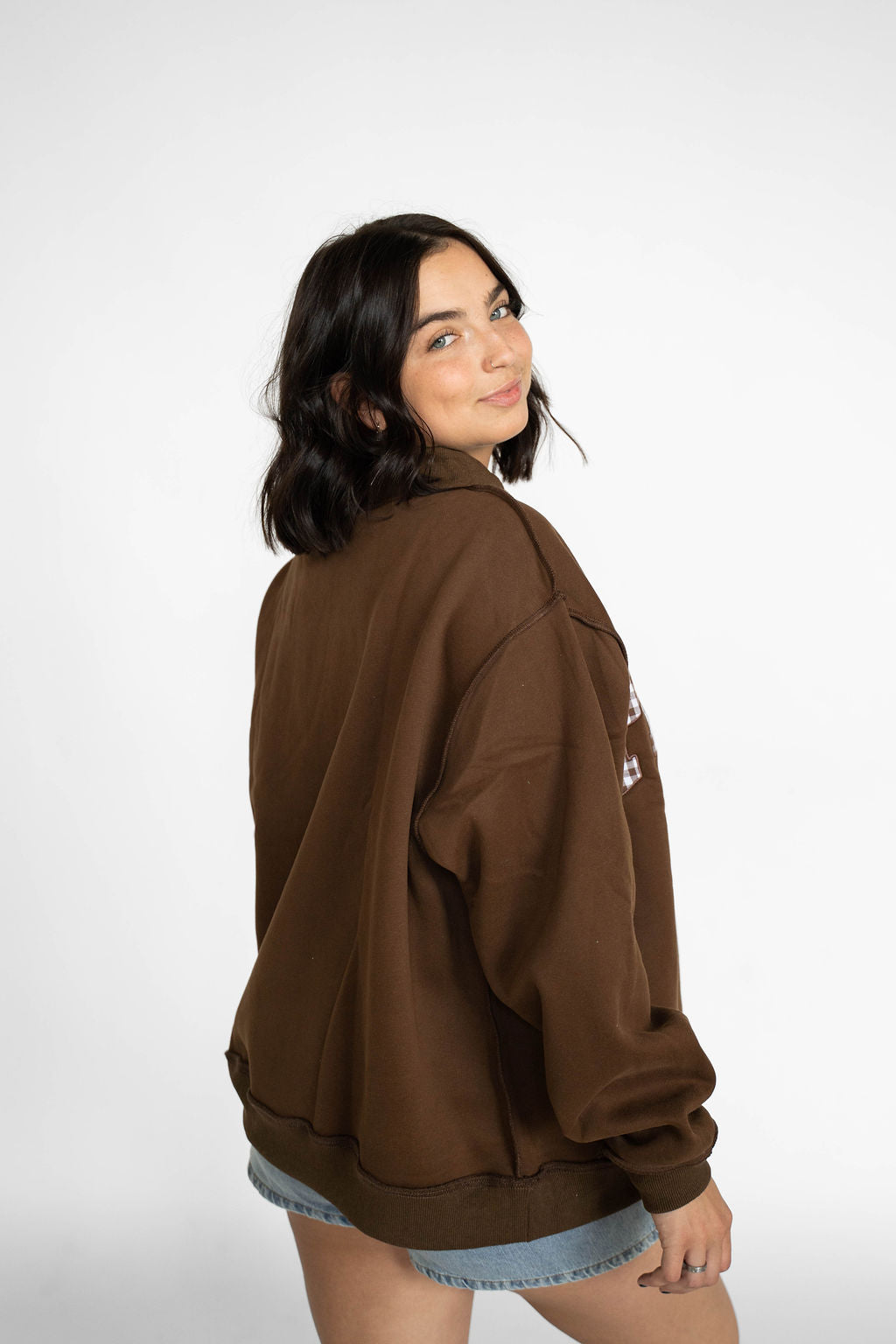 Chocolate Gingham Pilates Mockneck Sweatshirt