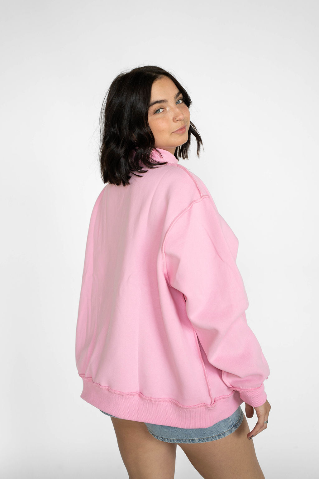 Pink Gingham Pilates Mockneck Sweatshirt